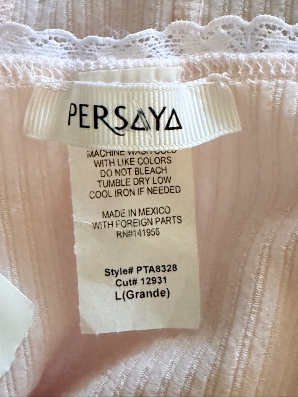 Persaya Light Pink Ribbed Lace-Trim Camisole Size Large (Juniors) - Picture 2 of 10